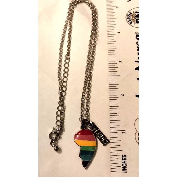 Friends Rainbow Split Heart Necklace Best Friends Forever Valentine Jewelry - Picture 4 of 4